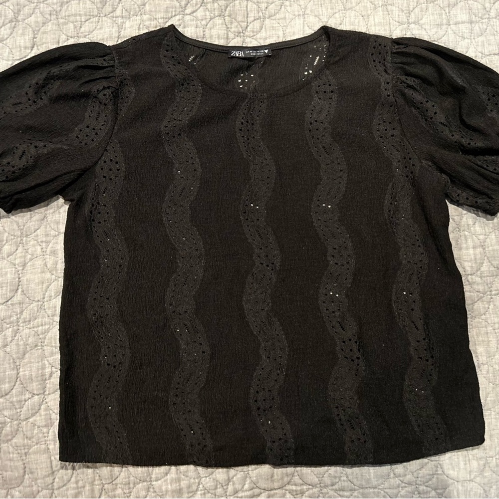 Zara Black Lace Top Size M Gently Used
